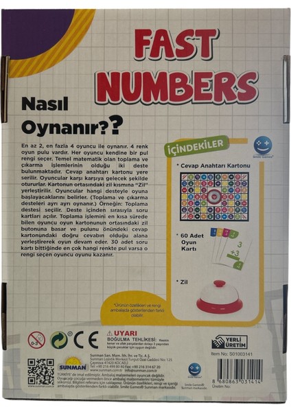 Fast Numbers - Temel Matematik Oyunu | Eğitici ve Eğlenceli Sayı Kartları modelleri