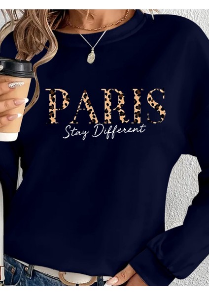 Ipeksi Kadın Uzun Kollu Bisiklet Yaka Desenli Viskon Iki Iplik Bluz