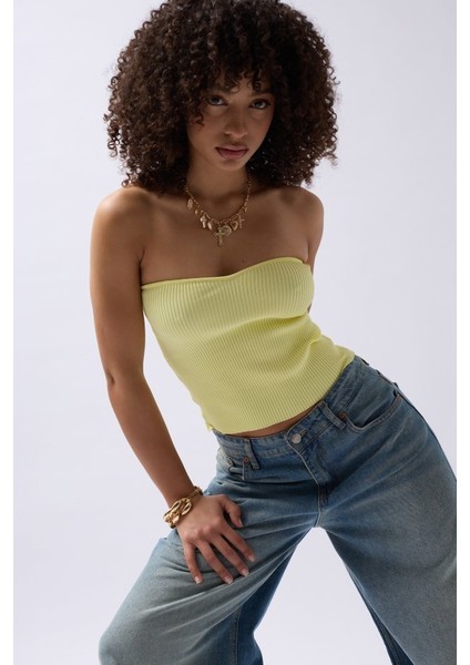 Ipeksi Straplez Dokulu Crop