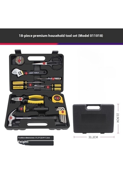 Ruide 18 Parça Ev Donanımı Taşınabilir Alet Kutusu Seti Onarım Alet Seti Hediye Seti (Yurt Dışından)