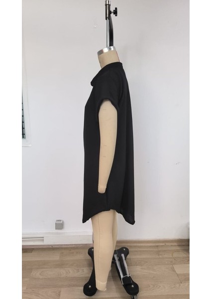 Ipeksi Kadın Kısa Kollu Önden Düğmeli Ithal Keten Elbise