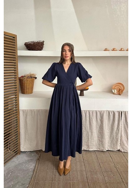 Ipeksi Lacivert Müslin Uzun Elbise fiyatları