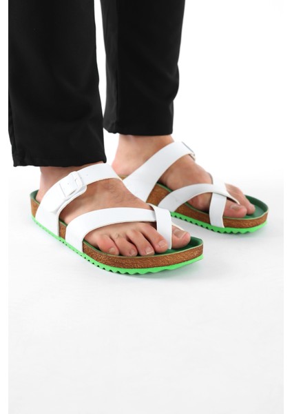 Beyaz Çapraz Parmak Arası Erkek Terlik