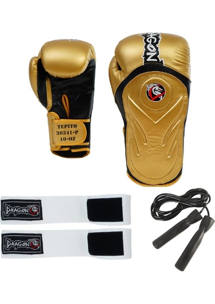 Tepito Boks Eldiveni Elastik Boks Bandajı ve Atlama Ipi Kick Boks Set