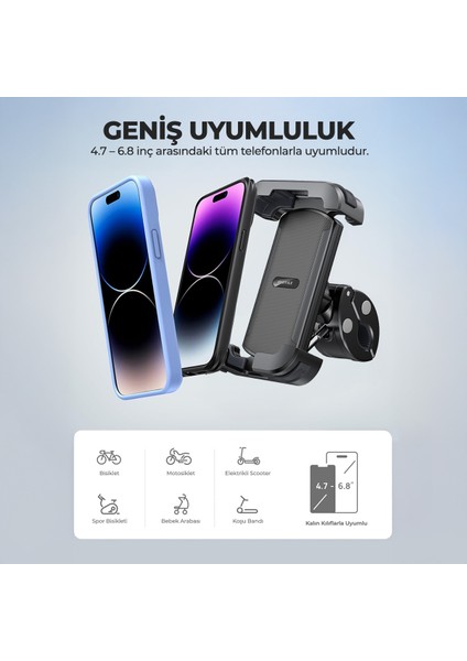Holdy Motosiklet Telefon Tutucu Bisiklet Atv Scooter Bağlantılı Telefon Tutacağı Gidon Için
