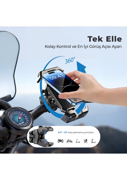 Holdy Motosiklet Telefon Tutucu Bisiklet Atv Scooter Bağlantılı Telefon Tutacağı Gidon Için fiyatları