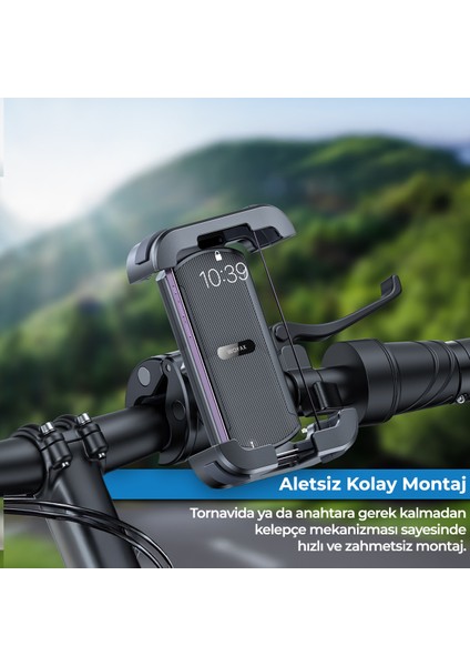 Holdy Motosiklet Telefon Tutucu Bisiklet Atv Scooter Bağlantılı Telefon Tutacağı Gidon Için indirimleri