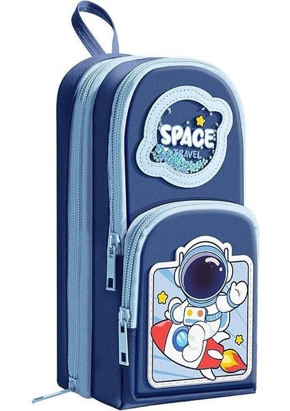 Astranot Uzay Büyük Kapasiteli Çanta Şeklinde Space Lacivert Kalem Kutu