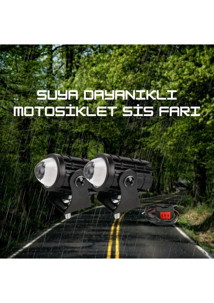 Motosiklet Sis Farı Kiti 2 Li Set Kumanda Mercekli Yüksek Işıklı Beyaz Ve Sarı Işık modelleri