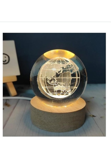 Ahşap Altlıklı Işıklı Cam Küre Güneş Sistemi Temalı, Işıklı Güneş Sistemi Küre, Dekoratif Aydınlatma modelleri