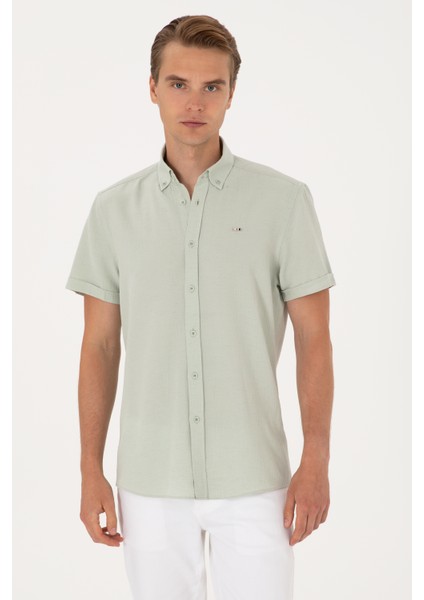 Erkek Su Yeşili Gömlek Kısa Kollu 50306328-VR048