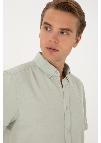 Erkek Su Yeşili Gömlek Kısa Kollu 50306328-VR048 fiyatları
