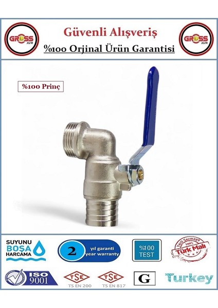 Küresel Bas Vana 3/4'' - %100 Prinç - Orjinal Ürün