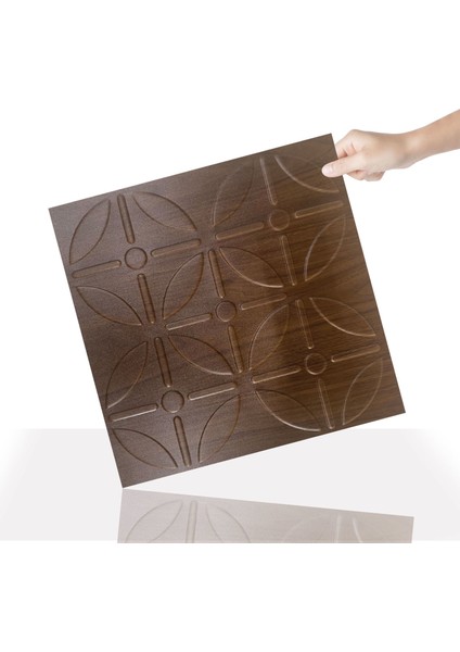 3 Boyutlu Duvar Paneli Kabartmalı Geometrik Yuvarlak Desen Pvc 41X41 Cm/ 6 Adet /1 M² Teak