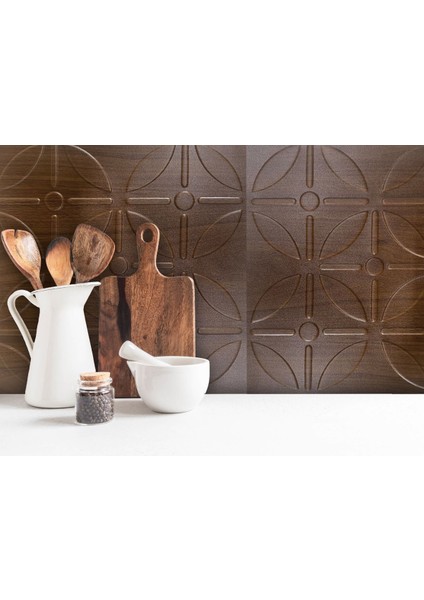 3 Boyutlu Duvar Paneli Kabartmalı Geometrik Yuvarlak Desen Pvc 41X41 Cm/ 6 Adet /1 M² Teak fırsatları