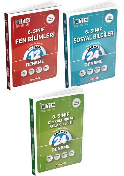 6, Sınıf Sarmal Deneme Fen Bilimleri-Sosyal Bilgiler-Din Kültürü 3 Lü Set
