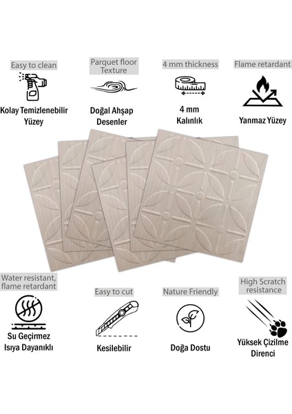 3 Boyutlu Duvar Paneli Kabartmalı Geometrik Yuvarlak Desen Pvc 41X41 Cm/ 6 Adet /1 M² Beyaz Huş fiyatları