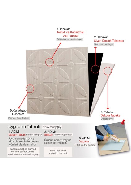 3 Boyutlu Duvar Paneli Kabartmalı Geometrik Yuvarlak Desen Pvc 41X41 Cm/ 6 Adet /1 M² Beyaz Huş modelleri