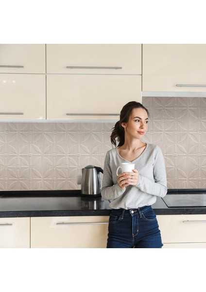 3 Boyutlu Duvar Paneli Kabartmalı Geometrik Yuvarlak Desen Pvc 41X41 Cm/ 6 Adet /1 M² Beyaz Huş indirimleri