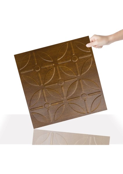 3 Boyutlu Duvar Paneli Kabartmalı Geometrik Yuvarlak Desen Pvc 41X41 Cm/ 6 Adet /1 M² Altın Meşe