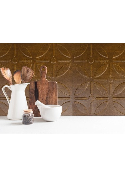 3 Boyutlu Duvar Paneli Kabartmalı Geometrik Yuvarlak Desen Pvc 41X41 Cm/ 6 Adet /1 M² Altın Meşe fırsatları
