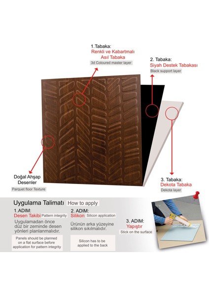 3 Boyutlu Duvar Paneli Kabartmalı Kılçık Desen Pvc 41X41 Cm/ 6 Adet /1 M² Altın Meşe modelleri