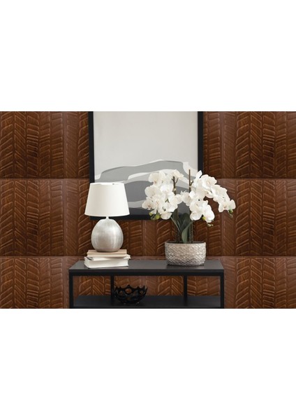 3 Boyutlu Duvar Paneli Kabartmalı Kılçık Desen Pvc 41X41 Cm/ 6 Adet /1 M² Altın Meşe