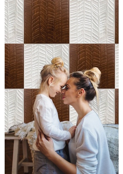 3 Boyutlu Duvar Paneli Kabartmalı Kılçık Desen Pvc 41X41 Cm/ 6 Adet /1 M² Altın Meşe