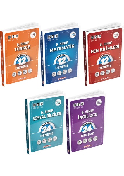 6,sınıf Sarmal Deneme Türkçe-Matematik-Fen Bilimleri-Sosyal Bilgiler-Ingilizce 5 Li Set