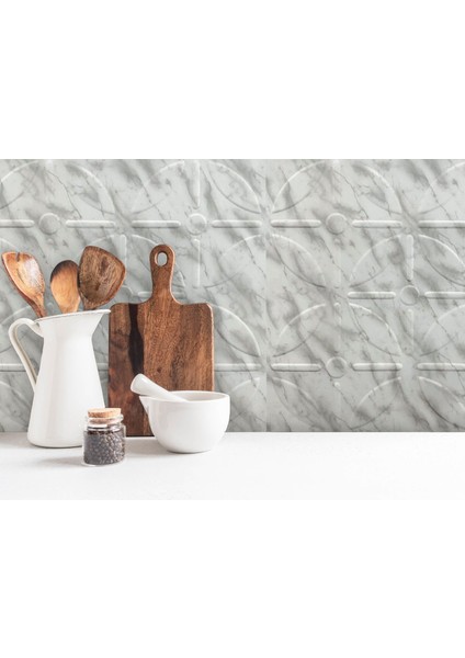 3 Boyutlu Duvar Paneli Kabartmalı Geometrik Yuvarlak Desen Pvc 41X41 Cm/ 6 Adet /1 M² Mermer fırsatları