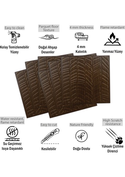 3 Boyutlu Duvar Paneli Kabartmalı Kılçık Desen Pvc 41X41 Cm/ 6 Adet /1 M² Teak fiyatları