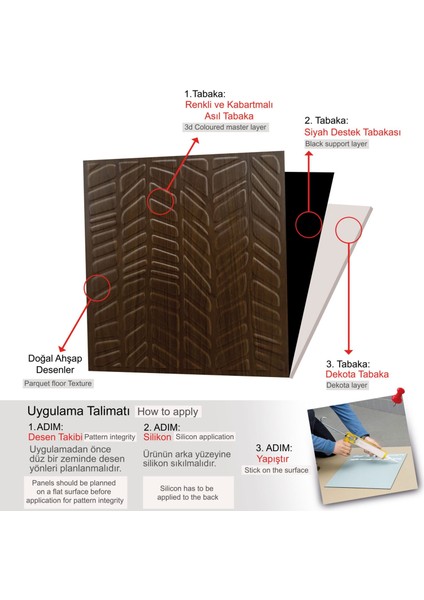 3 Boyutlu Duvar Paneli Kabartmalı Kılçık Desen Pvc 41X41 Cm/ 6 Adet /1 M² Teak modelleri