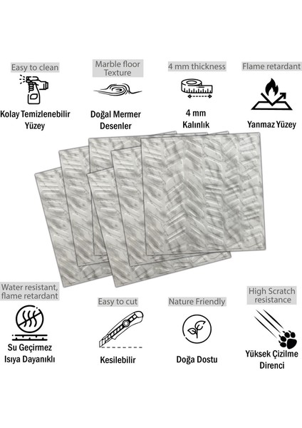 3 Boyutlu Duvar Paneli Kabartmalı Kılçık Desen Pvc 41X41 Cm/ 6 Adet /1 M² Mermer fiyatları