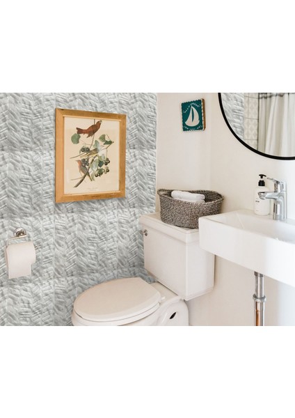 3 Boyutlu Duvar Paneli Kabartmalı Kılçık Desen Pvc 41X41 Cm/ 6 Adet /1 M² Mermer