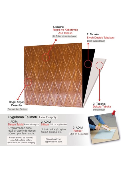 3 Boyutlu Duvar Paneli Kabartmalı Baklava Desen Pvc 41X41 Cm/ 6 Adet /1 M² Altın Meşe modelleri