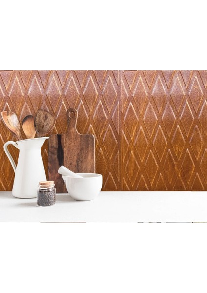 3 Boyutlu Duvar Paneli Kabartmalı Baklava Desen Pvc 41X41 Cm/ 6 Adet /1 M² Altın Meşe fırsatları