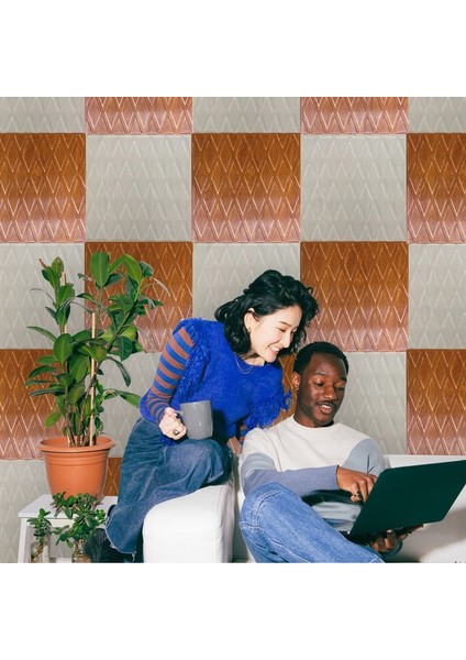 3 Boyutlu Duvar Paneli Kabartmalı Baklava Desen Pvc 41X41 Cm/ 6 Adet /1 M² Altın Meşe