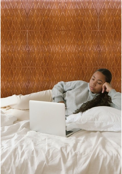 3 Boyutlu Duvar Paneli Kabartmalı Baklava Desen Pvc 41X41 Cm/ 6 Adet /1 M² Altın Meşe