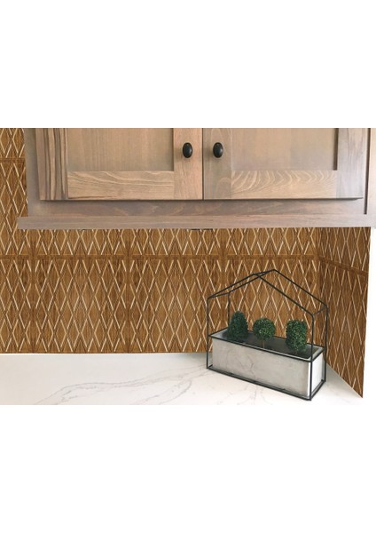 3 Boyutlu Duvar Paneli Kabartmalı Baklava Desen Pvc 41X41 Cm/ 6 Adet /1 M² Altın Meşe