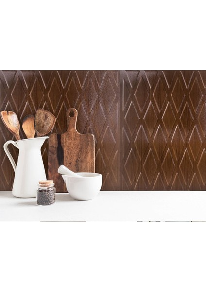 3 Boyutlu Duvar Paneli Kabartmalı Baklava Desen Pvc 41X41 Cm/ 6 Adet /1 M² Teak fırsatları