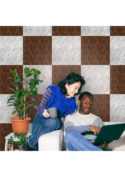 3 Boyutlu Duvar Paneli Kabartmalı Baklava Desen Pvc 41X41 Cm/ 6 Adet /1 M² Teak