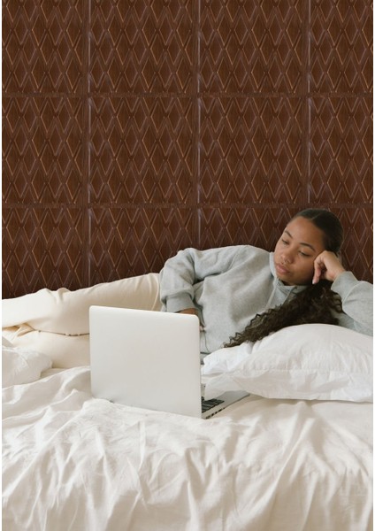 3 Boyutlu Duvar Paneli Kabartmalı Baklava Desen Pvc 41X41 Cm/ 6 Adet /1 M² Teak