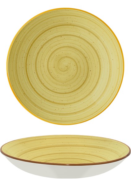 Amber Bloom 23 cm 1000 cc 6 Adet Porselen Çukur Tabak Açık Kahverengi