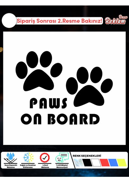 Paws On Board Sticker – Evcil Hayvan Taşıyan Araçlar Için Uyarı Stickerı