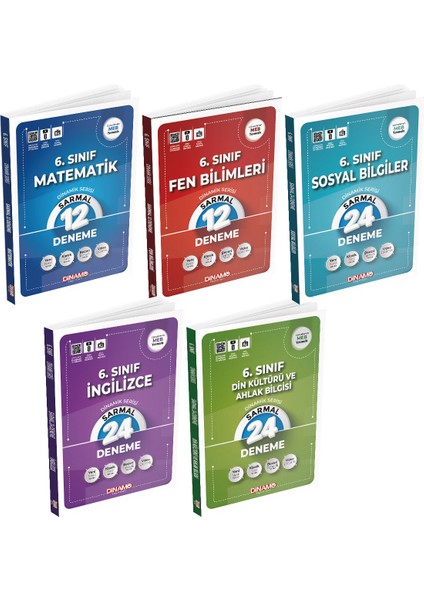 6, Sınıf Sarmal Deneme Matematik-Fen Bilimleri-Sosyal Bilgiler-Ingilizce-Din Kültürü 5 Li Set