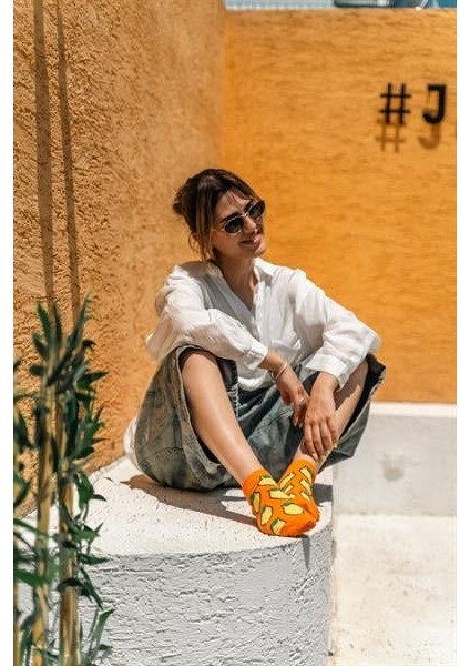 Turuncu Limon Desenli Renkli Patik fiyatları