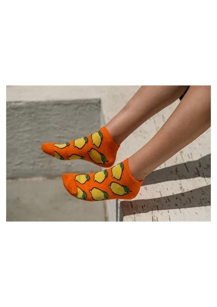 Turuncu Limon Desenli Renkli Patik modelleri