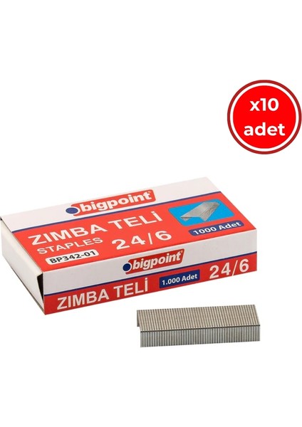 Zımba Teli 1000 Adet 24/6 - 26/6, 10 Adet, Zımba ile Uyumlu