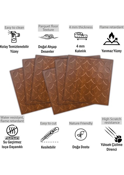 3 Boyutlu Duvar Paneli Kabartmalı Retro Desen Pvc 41X41 Cm/ 6 Adet /1 M² Altın Meşe fiyatları