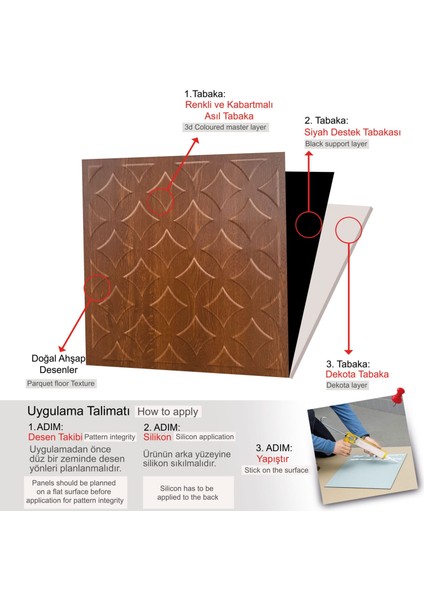 3 Boyutlu Duvar Paneli Kabartmalı Retro Desen Pvc 41X41 Cm/ 6 Adet /1 M² Altın Meşe modelleri